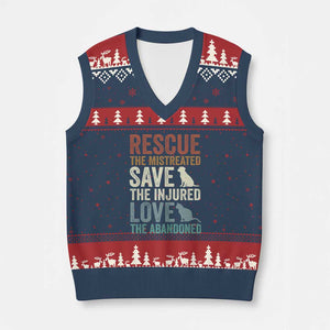 Adopt A Shelter Pet V-Neck Knit Sweater Vest Rescue Save Love Cat Dog Adoption Animal Rescue TS10 Navy Red Print Your Wear