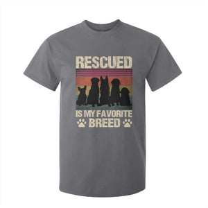 Rescued Is My Favorite Breed T Shirt For Kid Adopt A Shelter Pet Cat Dog Adoption Animal Rescue TS10 Charcoal Print Your Wear