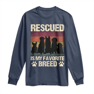 Rescued Is My Favorite Breed Long Sleeve Shirt Adopt A Shelter Pet Cat Dog Adoption Animal Rescue TS10 Navy Print Your Wear