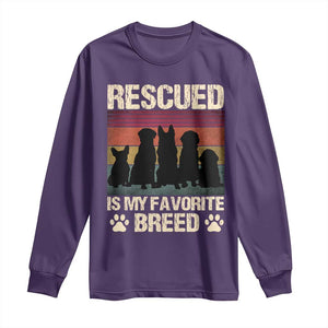 Rescued Is My Favorite Breed Long Sleeve Shirt Adopt A Shelter Pet Cat Dog Adoption Animal Rescue TS10 Purple Print Your Wear