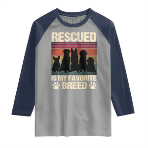 Rescued Is My Favorite Breed Raglan Shirt Adopt A Shelter Pet Cat Dog Adoption Animal Rescue TS10 Sport Gray Navy Print Your Wear