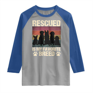 Rescued Is My Favorite Breed Raglan Shirt Adopt A Shelter Pet Cat Dog Adoption Animal Rescue TS10 Sport Gray Royal Print Your Wear