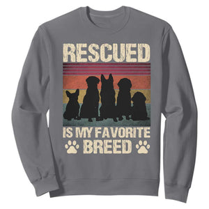 Rescued Is My Favorite Breed Sweatshirt Adopt A Shelter Pet Cat Dog Adoption Animal Rescue TS10 Charcoal Print Your Wear