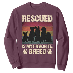 Rescued Is My Favorite Breed Sweatshirt Adopt A Shelter Pet Cat Dog Adoption Animal Rescue TS10 Maroon Print Your Wear