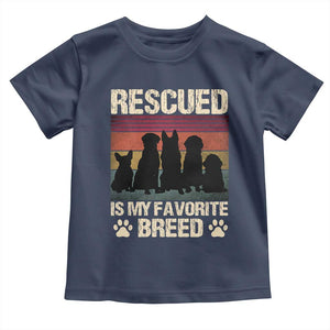 Rescued Is My Favorite Breed Toddler T Shirt Adopt A Shelter Pet Cat Dog Adoption Animal Rescue TS10 Navy Print Your Wear