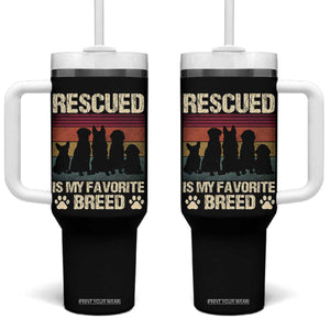 Rescued Is My Favorite Breed Tumbler With Handle Adopt A Shelter Pet Cat Dog Adoption Animal Rescue TS10 One Size: 40 oz Black Print Your Wear