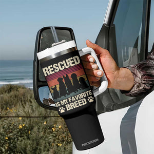 Rescued Is My Favorite Breed Tumbler With Handle Adopt A Shelter Pet Cat Dog Adoption Animal Rescue TS10 Print Your Wear