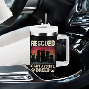 Rescued Is My Favorite Breed Tumbler With Handle Adopt A Shelter Pet Cat Dog Adoption Animal Rescue TS10 Print Your Wear