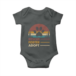 Rescue Dog Baby Onesie Retro Adopt Rescue Foster Animal Shelter Volunteer TS10 Dark Heather Print Your Wear