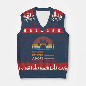 Rescue Dog V-Neck Knit Sweater Vest Retro Adopt Rescue Foster Animal Shelter Volunteer TS10 Navy Red Print Your Wear