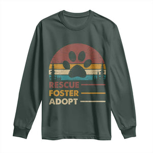 Rescue Dog Long Sleeve Shirt Retro Adopt Rescue Foster Animal Shelter Volunteer TS10 Dark Forest Green Print Your Wear