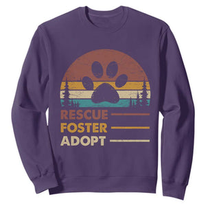 Rescue Dog Sweatshirt Retro Adopt Rescue Foster Animal Shelter Volunteer TS10 Purple Print Your Wear
