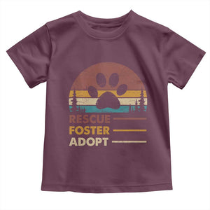 Rescue Dog Toddler T Shirt Retro Adopt Rescue Foster Animal Shelter Volunteer TS10 Maroon Print Your Wear