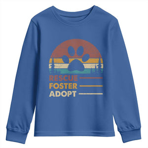 Rescue Dog Youth Sweatshirt Retro Adopt Rescue Foster Animal Shelter Volunteer TS10 Royal Blue Print Your Wear