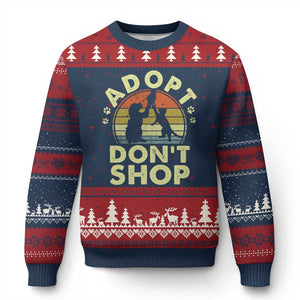 Adopt Dont Shop Ugly Christmas Sweater Vintage Retro Cat Dog Rescue Animal Lovers Shelter Volunteer TS10 Navy Red Print Your Wear