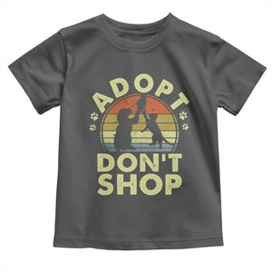 Adopt Dont Shop Toddler T Shirt Vintage Retro Cat Dog Rescue Animal Lovers Shelter Volunteer TS10 Dark Heather Print Your Wear