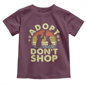 Adopt Dont Shop Toddler T Shirt Vintage Retro Cat Dog Rescue Animal Lovers Shelter Volunteer TS10 Maroon Print Your Wear