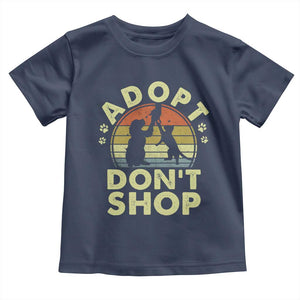 Adopt Dont Shop Toddler T Shirt Vintage Retro Cat Dog Rescue Animal Lovers Shelter Volunteer TS10 Navy Print Your Wear