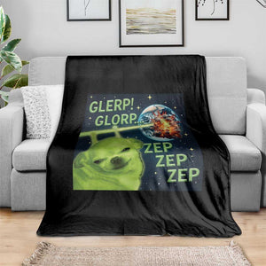 Funny Alien Dog Meme Throw Blanket Glorp Zep Sci-Fi Humor Chihuahua TS10 Print Your Wear