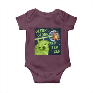 Funny Alien Dog Meme Baby Onesie Glorp Zep Sci-Fi Humor Chihuahua TS10 Maroon Print Your Wear