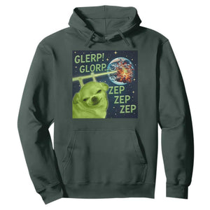 Funny Alien Dog Meme Hoodie Glorp Zep Sci-Fi Humor Chihuahua TS10 Dark Forest Green Print Your Wear