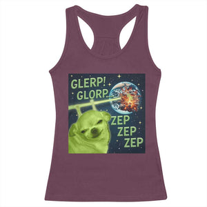 Funny Alien Dog Meme Racerback Tank Top Glorp Zep Sci-Fi Humor Chihuahua TS10 Maroon Print Your Wear
