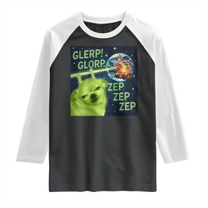 Funny Alien Dog Meme Raglan Shirt Glorp Zep Sci-Fi Humor Chihuahua TS10 Black White Print Your Wear