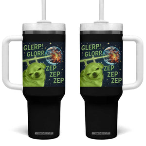Funny Alien Dog Meme Tumbler With Handle Glorp Zep Sci-Fi Humor Chihuahua TS10 One Size: 40 oz Black Print Your Wear