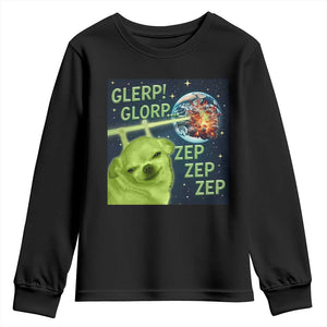 Funny Alien Dog Meme Youth Sweatshirt Glorp Zep Sci-Fi Humor Chihuahua TS10 Black Print Your Wear
