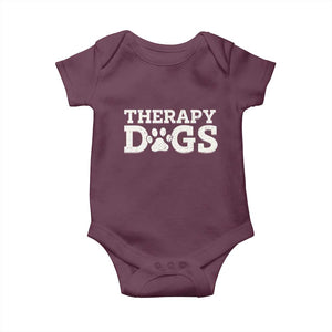 Therapy Dog Baby Onesie Classic Retro Varsity Vintage Pet Partners TS10 Maroon Print Your Wear