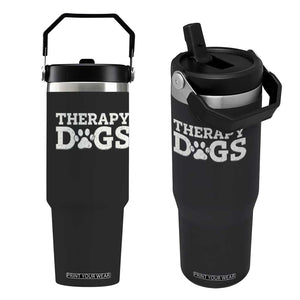 Therapy Dog Flip Straw Tumbler Classic Retro Varsity Vintage Pet Partners TS10 One Size: 30 oz Black Print Your Wear