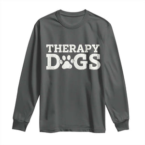 Therapy Dog Long Sleeve Shirt Classic Retro Varsity Vintage Pet Partners TS10 Dark Heather Print Your Wear