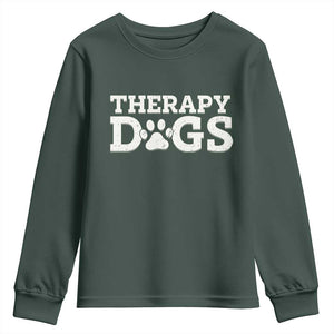 Therapy Dog Youth Sweatshirt Classic Retro Varsity Vintage Pet Partners TS10 Dark Forest Green Print Your Wear