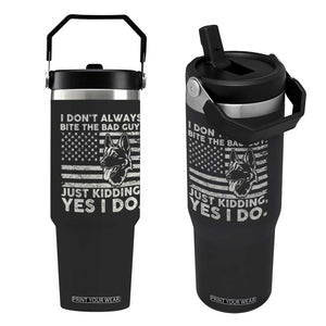 Funny K9 Flip Straw Tumbler Belgian Malinois American Flag Police Officer TS10 One Size: 30 oz Black Print Your Wear