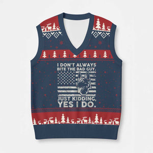 Funny K9 V-Neck Knit Sweater Vest Belgian Malinois American Flag Police Officer TS10 Navy Red Print Your Wear