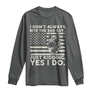Funny K9 Long Sleeve Shirt Belgian Malinois American Flag Police Officer TS10 Dark Heather Print Your Wear