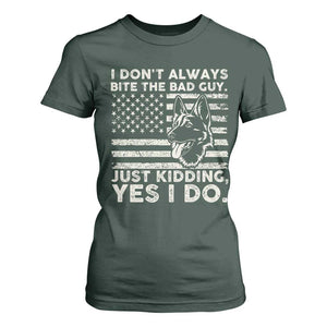Funny K9 T Shirt For Women Belgian Malinois American Flag Police Officer TS10 Dark Forest Green Print Your Wear