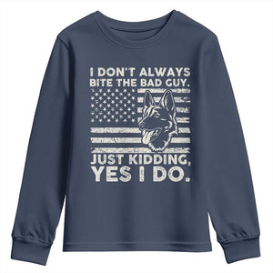 Funny K9 Youth Sweatshirt Belgian Malinois American Flag Police Officer TS10 Navy Print Your Wear
