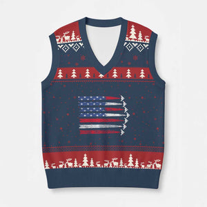 B2 Spirit V-Neck Knit Sweater Vest B-2 Stealth Bomber Aircraft American Flag Patriotic TS10 Navy Red Print Your Wear