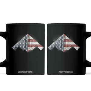 B2 Spirit Coffee Mug B-2 Bomber Stealth Aircraft Schematic American Flag TS10 Black Print Your Wear