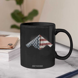 B2 Spirit Coffee Mug B-2 Bomber Stealth Aircraft Schematic American Flag TS10 Print Your Wear