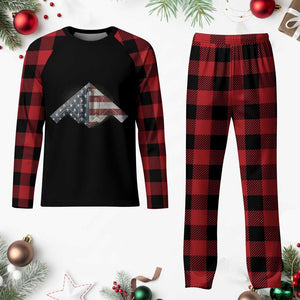B2 Spirit Plaid Pajama Set B-2 Bomber Stealth Aircraft Schematic American Flag TS10 Buffalo Plaid Print Your Wear