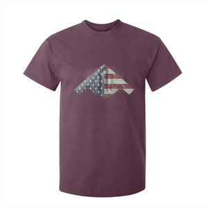 B2 Spirit T Shirt For Kid B-2 Bomber Stealth Aircraft Schematic American Flag TS10 Maroon Print Your Wear