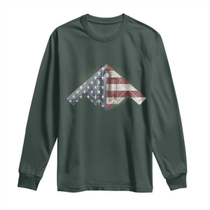 B2 Spirit Long Sleeve Shirt B-2 Bomber Stealth Aircraft Schematic American Flag TS10 Dark Forest Green Print Your Wear