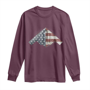 B2 Spirit Long Sleeve Shirt B-2 Bomber Stealth Aircraft Schematic American Flag TS10 Maroon Print Your Wear