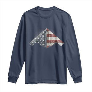B2 Spirit Long Sleeve Shirt B-2 Bomber Stealth Aircraft Schematic American Flag TS10 Navy Print Your Wear