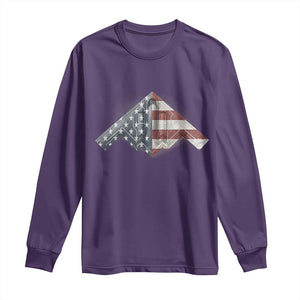 B2 Spirit Long Sleeve Shirt B-2 Bomber Stealth Aircraft Schematic American Flag TS10 Purple Print Your Wear