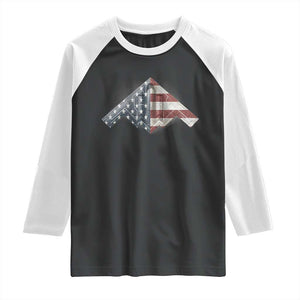 B2 Spirit Raglan Shirt B-2 Bomber Stealth Aircraft Schematic American Flag TS10 Black White Print Your Wear