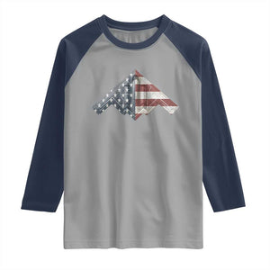 B2 Spirit Raglan Shirt B-2 Bomber Stealth Aircraft Schematic American Flag TS10 Sport Gray Navy Print Your Wear