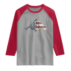 B2 Spirit Raglan Shirt B-2 Bomber Stealth Aircraft Schematic American Flag TS10 Sport Gray Red Print Your Wear